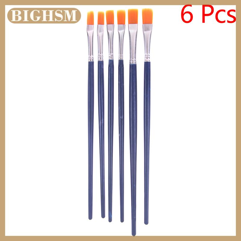 BIGHSM 6 cái bộ màu nước sơn bàn chải phẳng Nylon tóc sơn bàn chải thiết lập nghệ thuật cung cấp