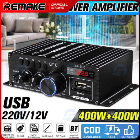 AK380 800W Bluetooth HiFi Power Amplifier Home Car Audio