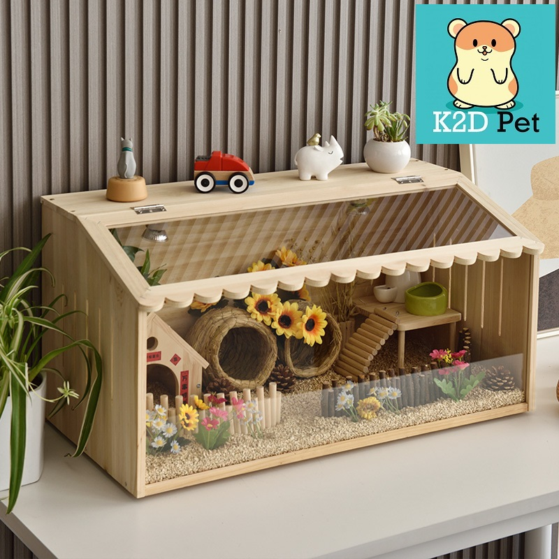 L11 Lồng gỗ mặt mica cho Hamster, Guinea Pig , thỏ, sóc, chinchilla, bò sát, size 80cm