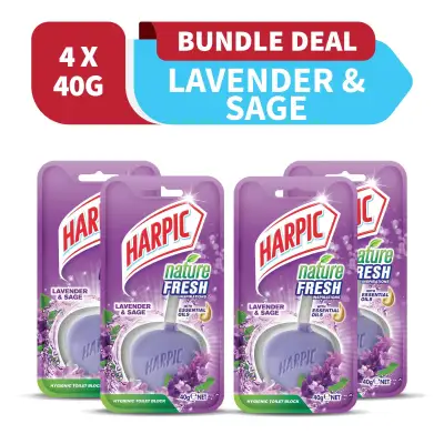 Harpic Nature Fresh 40g Lavender & Sage Toilet Bathroom Cleaner x 4
