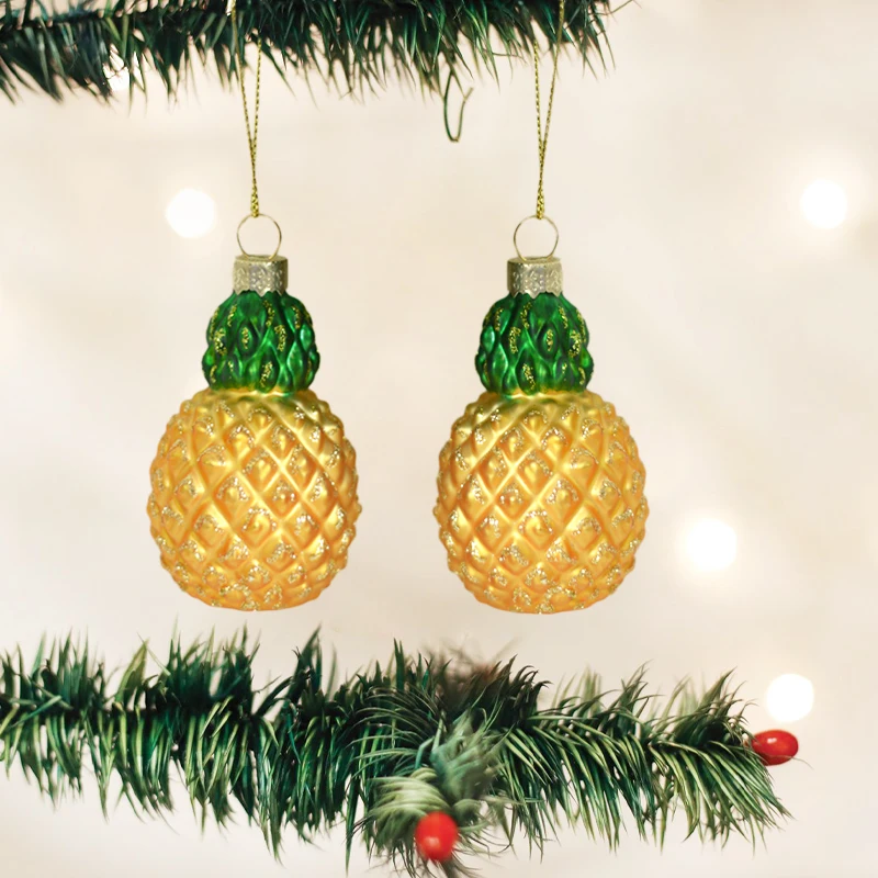 【Bbhfs】 weihnachtsbaumschmuck Glas Ananas vàng hängende dekoration cho weihnachten 2024 zuhause gold