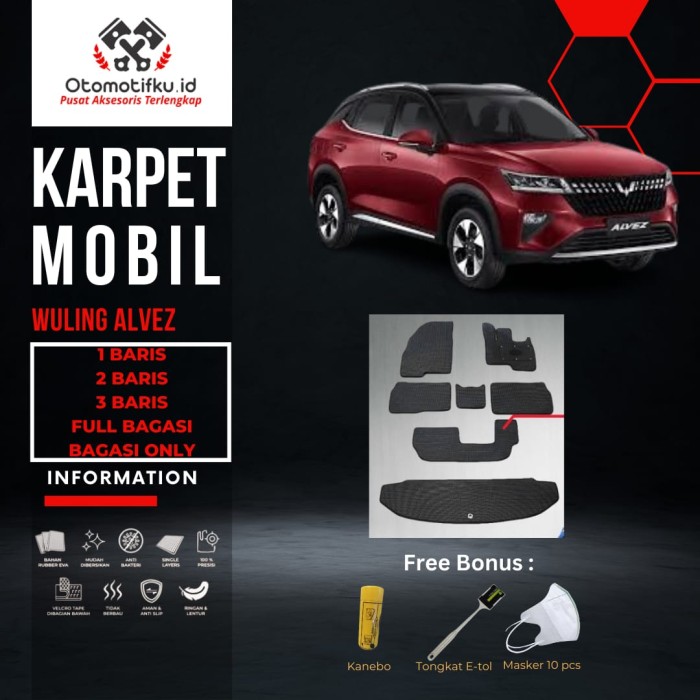 [ OTOMOTIFKU ] Karpet Mobil Wuling Alvez Bahan Single Layer Rubber Eva Premium Harga 550,000 rupiah*Gratis Ongkir