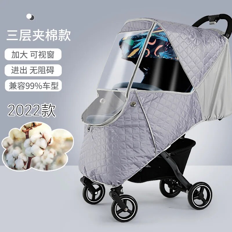 2022 ba lớp qui 1 2022 ba lớp qui 1 xe đẩy em bé che mưa kính chắn gió phổ quát kính chắn gió dù em bé xe mùa đông ấm mưa che mưa