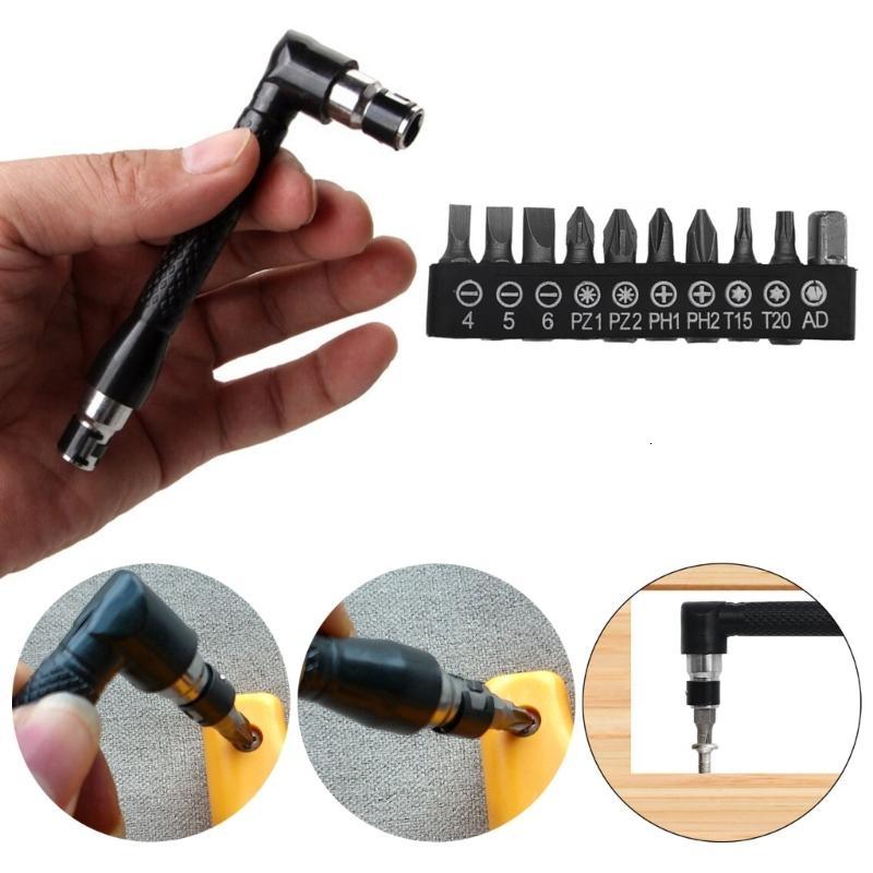 L-hình 1/4 cờ lê Ổ lục giác tuốc nơ vít lục giác bit 90 độ hai đầu xử lý cờ lê với 10 chiếc tuốc nơ vít Bit