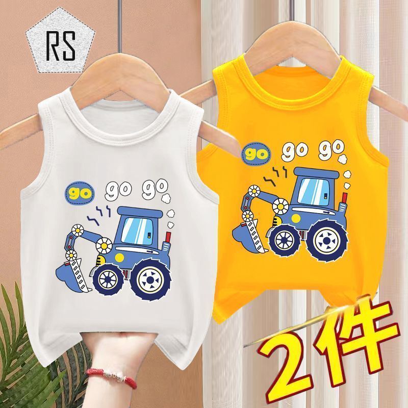 REALSELF เสื้อยืดเด็ก เสื้อสงกรานต์เด็ก พิมพ์ลายการ์ตูนแฟชั่น เด็กชายฤดูร้อนมาใหม่หล่อบางผ้าฝ้ายหลวมพอดีเสื้อกั๊กแขนกุด241227 ราคา 117 บาท*ส่งฟรี