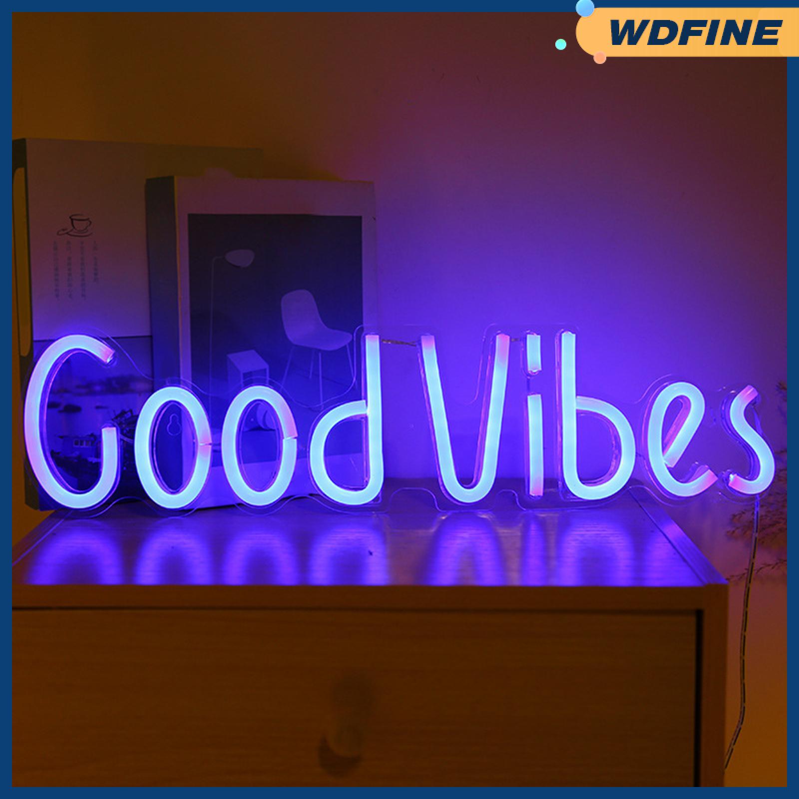 Wdfine Neon Dấu Hiệu Đèn trang trí Tường đèn ngủ đồ trang trí Tốt Vibes Đèn Neon LED Neon bảng hiệu