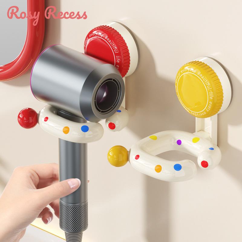 Hốc hồng dễ thương Polka Dot kệ đỡ Máy sấy tóc gắn tường với Non-Slip thiết kế cho phòng tắm