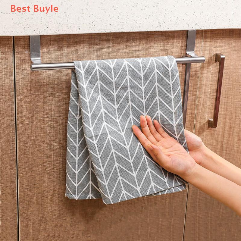 💖Best Buyle Thép không gỉ nối dài qua cửa khăn giá tổ chức cho phòng tắm tủ bếp có thể điều chỉnh treo lưu trữ thanh