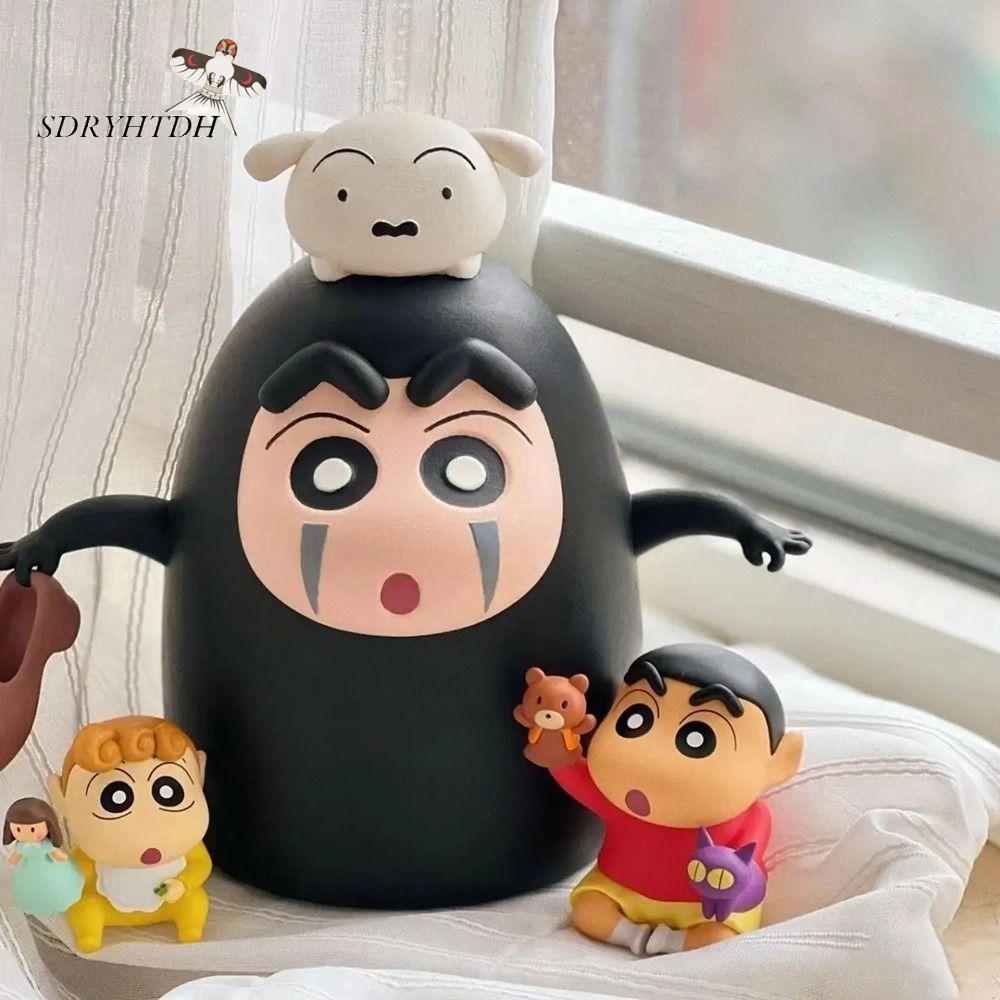 SDRYHTDH Cos Faceless Mô hình Shin-Chan bút chì màu Búp bê mô hình Đồ chơi PVC Tượng nhân vật shinnosuke Đồ trang trí xe hơi Hoạt hình Sưu tập