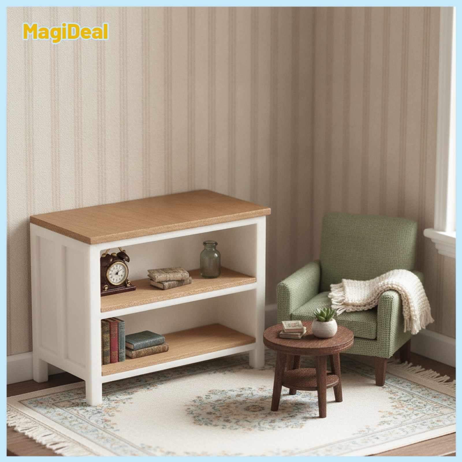 MagiDeal Open-Shelf Dollhouse Cabinet White Miniature Sideboard Brown Dollhouse Cupboard Realistic for Pretend Play ราคา 6,329 บาท*ส่งฟรี
