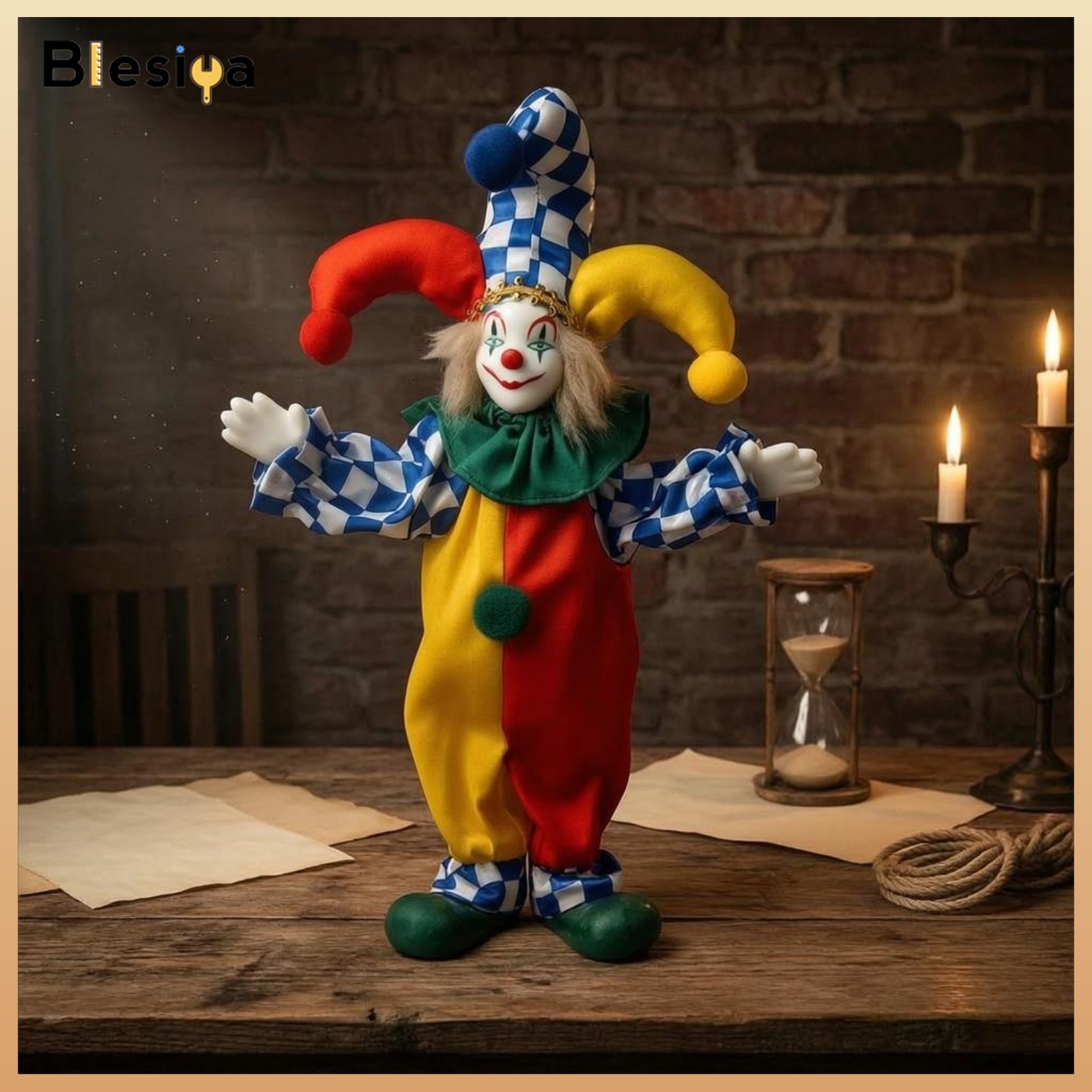 Blesiya Wire-Supported Ceramic Clown Doll Theatrical Clown Figurine Collectible Jester Doll Giftable for Display ราคา 3,063 บาท*ส่งฟรี