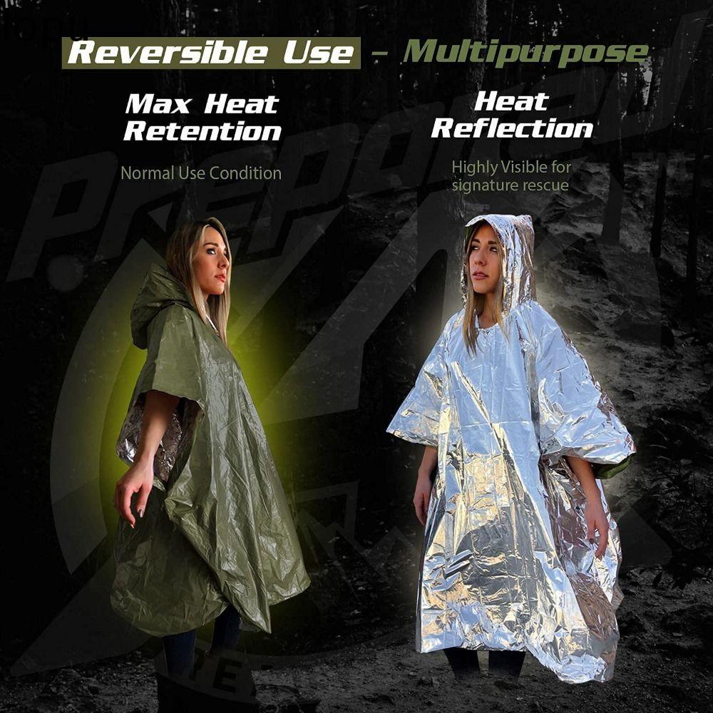 LOPU Phim nhôm Áo mưa poncho khẩn cấp Thiết bị cắm trại Chống nước Áo mưa khẩn cấp Sinh Tồn Khẩn Cấp Phản xạ nhiệt Đồ chống mưa sinh tồn Cắm trại đi bộ đường dài