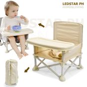 Foldable Baby Chair with Safety Belt and Storage Bag