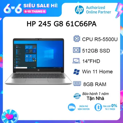 [Voucher 1.5 triệu] Laptop HP 245 G8 61C66PA R5-5500U| 8GB| 512GB| OB| 14″FHD| Win11 (Bạc)