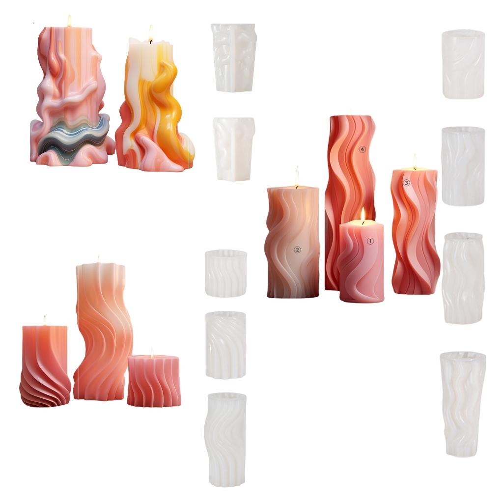Hình dạng hình học khuôn nến nhựa Epoxy khuôn Khuôn Silicone hình trụ lượn sóng