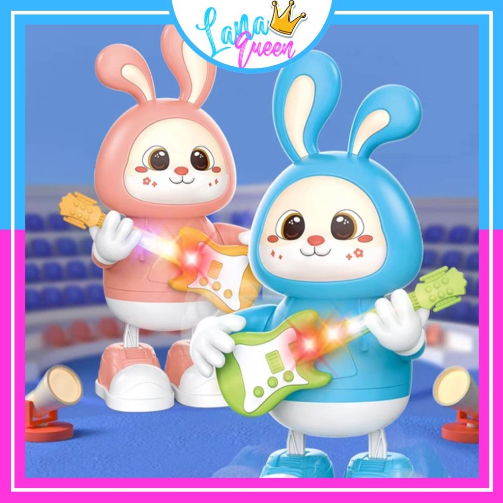  Đồ chơi thỏ nhảy múa đánh đàn guitar có đèn có nhạc di chuyển vui nhộn Quà tặng cho bé trai gái an toàn cho bé 