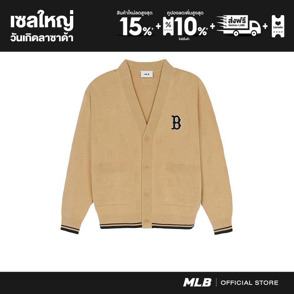 MLB Knitted Cardigan Unisex Tone-On-Tone Classic Monogram Button Knitted Cardigan 3AKCM0251 43BGL Light Beige ราคา 9,590 บาท*ส่งฟรี