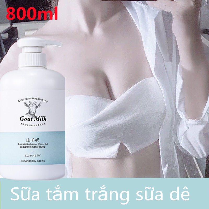 Sữa tắm làm trắng da sữa dê 800ml dưỡng ẩm hương thơm lâu dài,Chiết xuất từ sữa dê,làm đều màu da mềm mịn