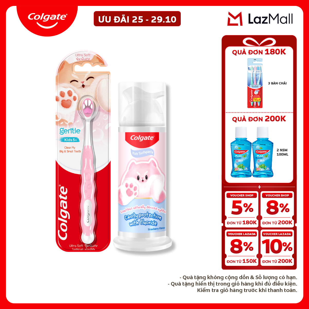 Bộ kem đánh răng và bàn chải Colgate Fluffy dễ thương cho bé (mẫu ngẫu nhiên)