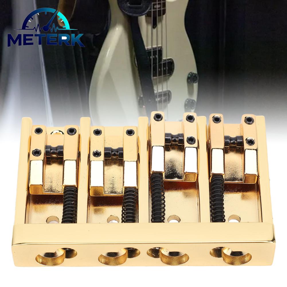 Meterk 4 String Bass Bridge โลหะผสมสังกะสีเหล็กปรับสะพานสำหรับ Jazz Electric Bass ราคา 607 บาท*ส่งฟรี
