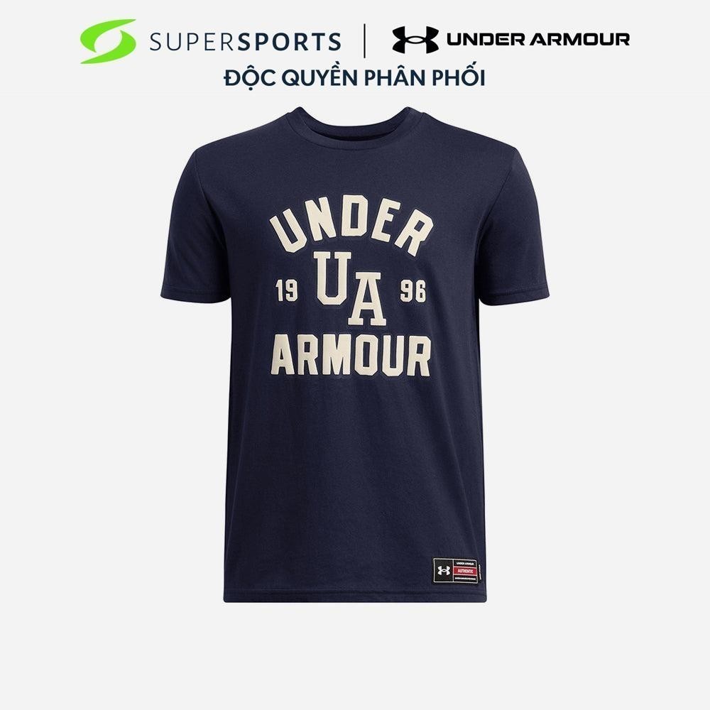 Áo Thun Tay Ngắn Bé Trai Under Armour Varsity Logo Short Sleeve - Xanh Navy - 1390006-410