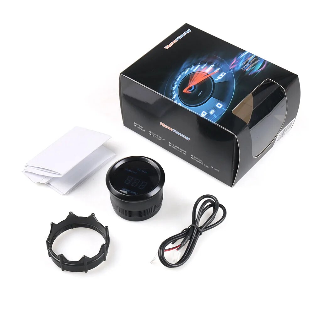 【Limited-time offer】 Dynoracing 2  52mm Car Voltmeter Digital Led 8-18 Volts Gauge Black Voltage Gauge Car Meter