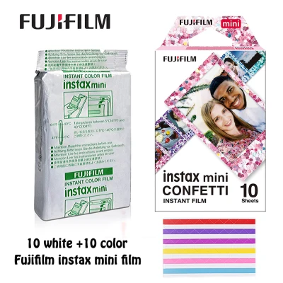 Fujifilm Instax Mini Fillm Plain White + Confetti Film for Fujifilm Instax Mini 7s 8 9 Liplay Camera Mini Link SP-1 SP-2 Smartphone Printer