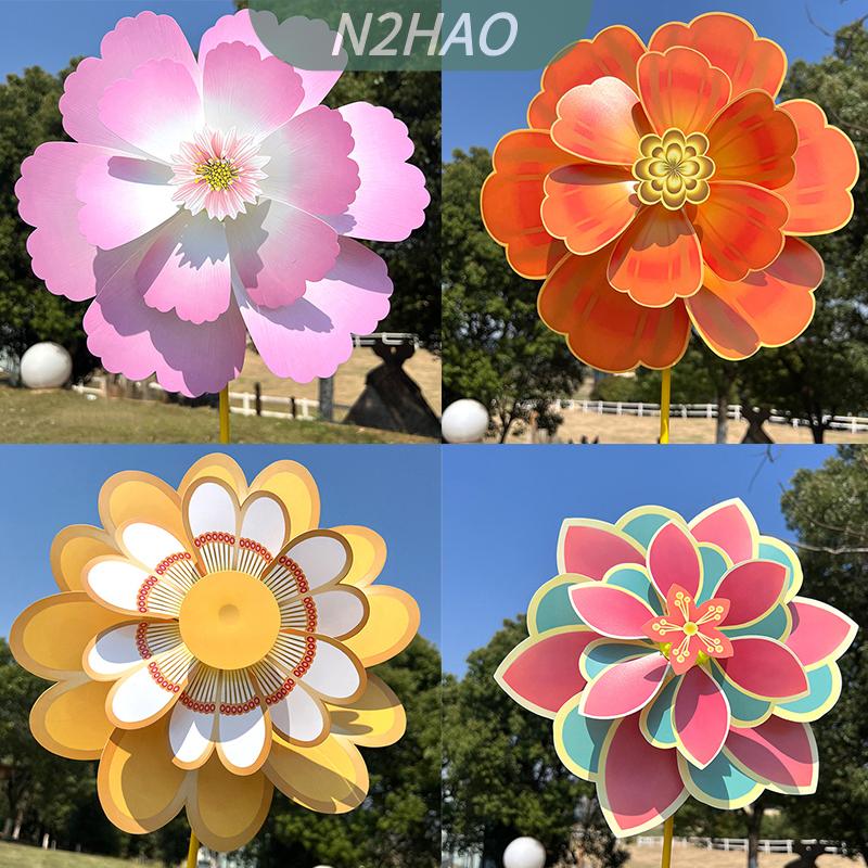 【N2HAO】 เครื่องตัดหญ้าแบบยืนหมุนได้1ชิ้นกังหันรูปดอกไม้สองชั้นอุปกรณ์ตกแต่งสวน ราคา 60 บาท*ส่งฟรี
