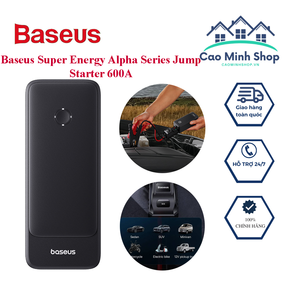 Bộ kích bình xe hơi ô tô Baseus Super Energy Alpha Series Jump Starter 600A BS-CH006 - Cao Minh Shop