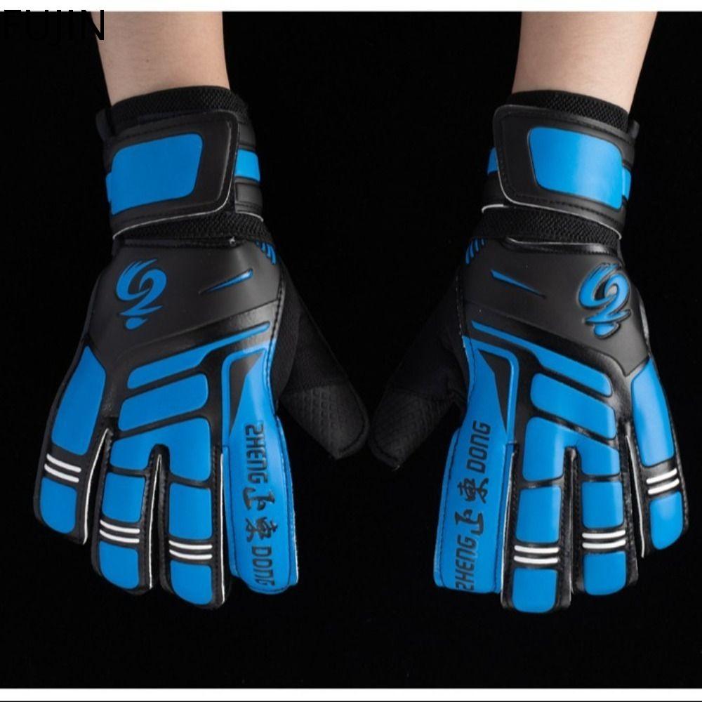 FUJIN 1 Pair of Thoáng khí Găng tay thủ môn Chống trượt Cao su dày Găng tay tập thủ môn Bảo vệ ngón tay Thoải mái Găng Tay Luyện tập bóng đá Trẻ em