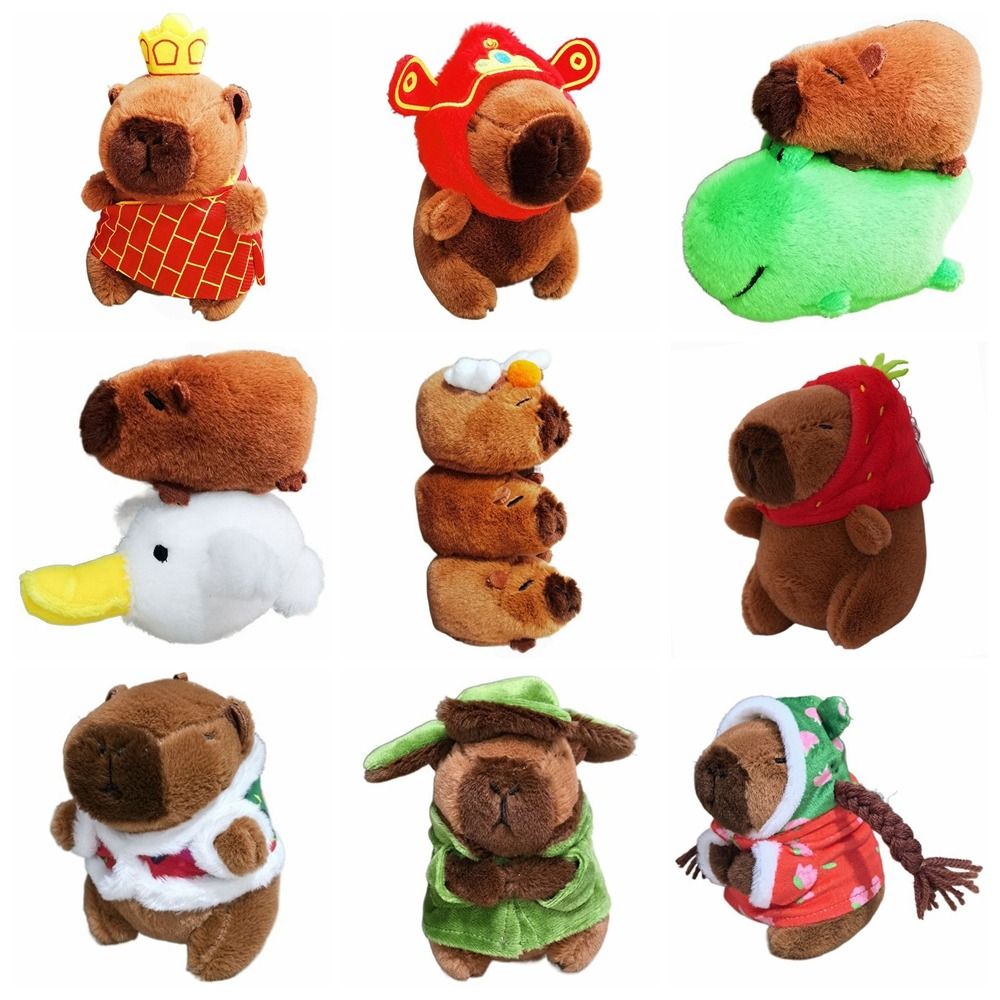 TCBSC8183 Nhiều màu dây chuyền capybara mô phỏng Đồ chơi dễ thương Phim hoạt hình capybara Móc khóa vải nhung lông Quà Tặng Phụ kiện Mũ trùm đầu búp bê capybara Quà sinh nhật