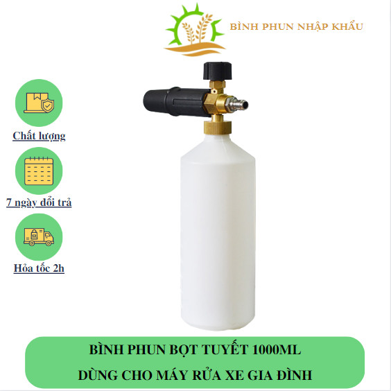 Bình phun bọt tuyết 1000ml lắp máy rửa xe | Bình tạo bọt tuyết 1 lít