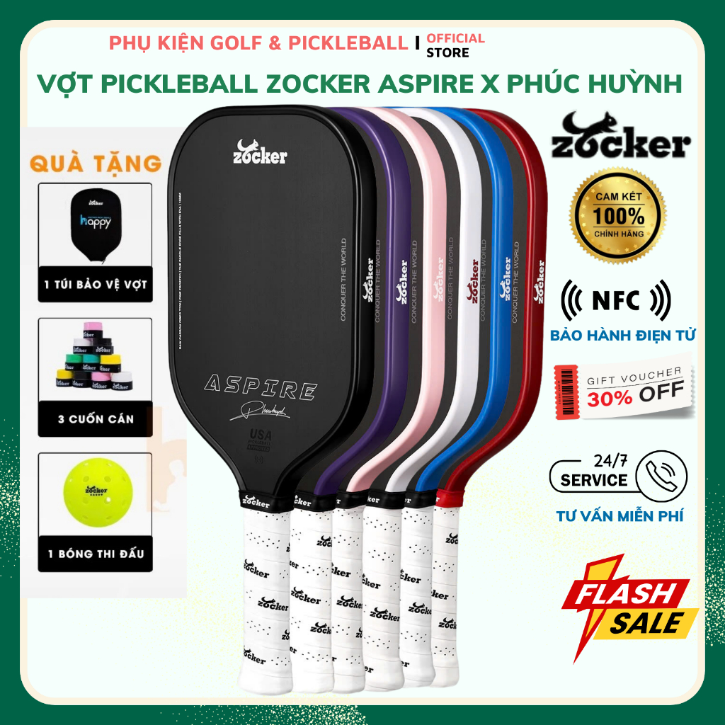 ( Hàng Chính Hãng ) Vợt Pickleball Zocker Aspire – Kết Hợp Hoàn Hảo Giữa Công Nghệ & Đẳng Cấp