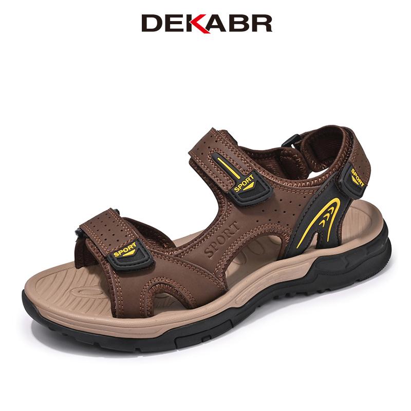 DEKABR Men Sandals Cow Leather Summer Casual Outdoor For Men Daily Non-Slip Comfortable Soft Bottom Beach Shoes Plus Size 38-46 ราคา 888 บาท*ส่งฟรี