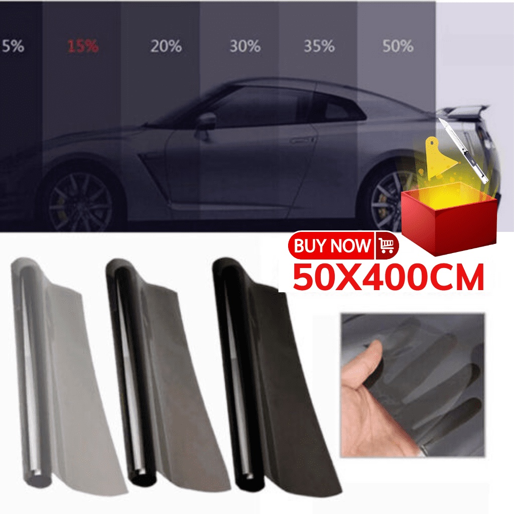 Phim cách nhiệt ô tô 3M màu đen khói dán chống nắng [50x400cm]| Decal dán kính cản 99% UV dành cho mọi loại xe hơi