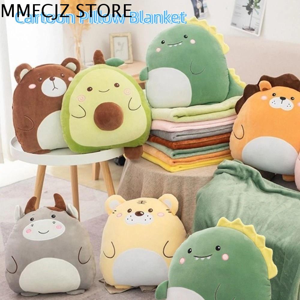 MMFCJZ Vải flannel Gối bông hoạt hình Mềm mại Thiết kế lưu trữ Chăn gối hình thú Thực tế Thoải mái Chăn Sofa Văn phòng