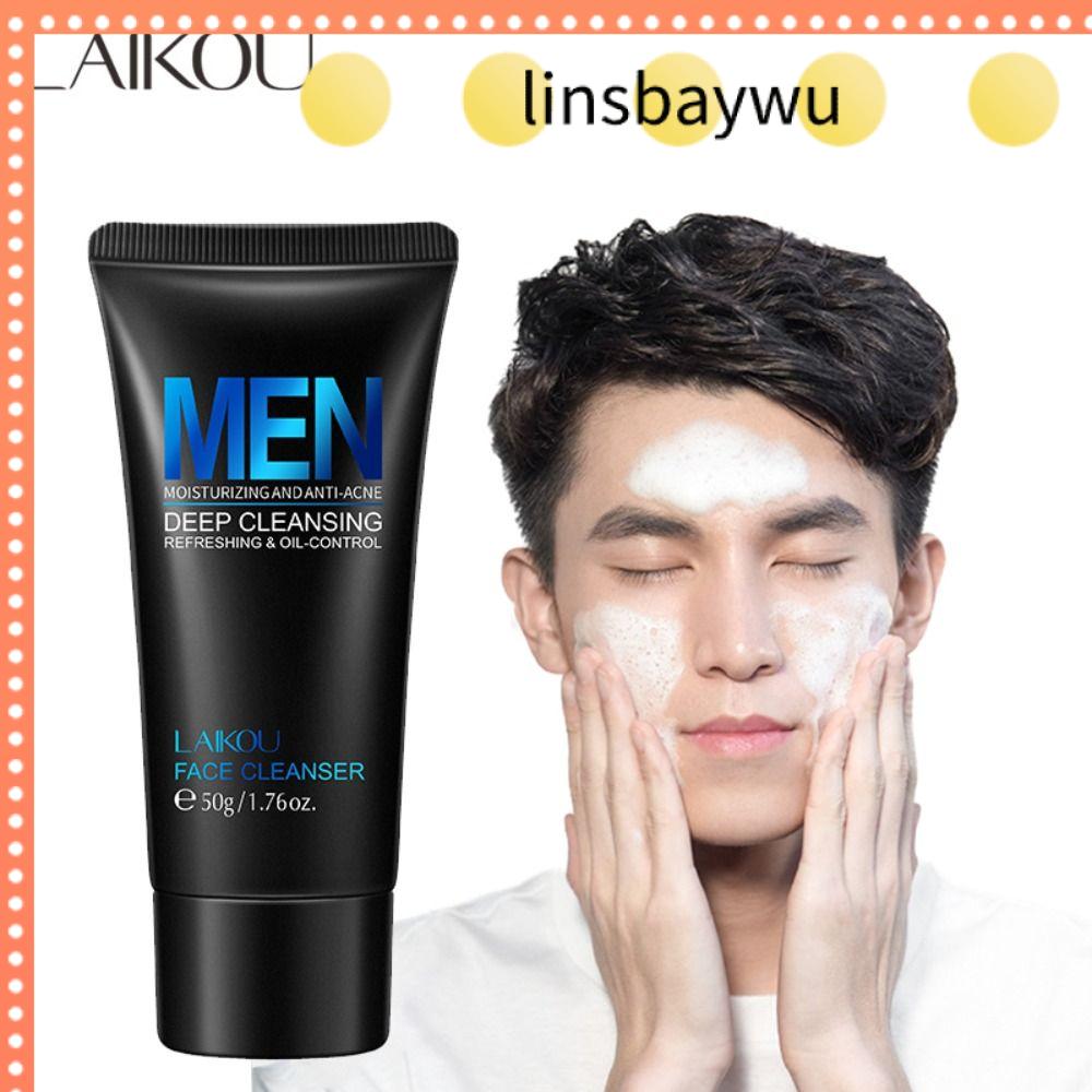 LINSBAYWU Dưỡng ẩm Sữa rửa cho nam 50g Rửa Chăm sóc da cho nam Kiểm soát dầu Mỹ phẩm tẩ bào chết