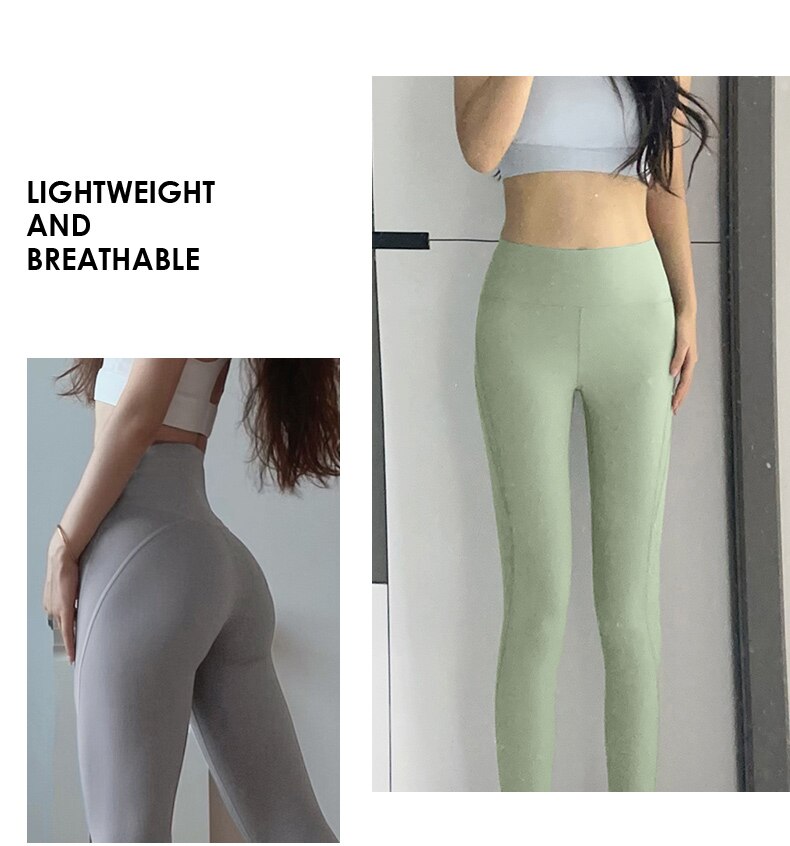 Pantaloni da yoga in lycra da donna color cammello e leggings da palestra senza cuciture