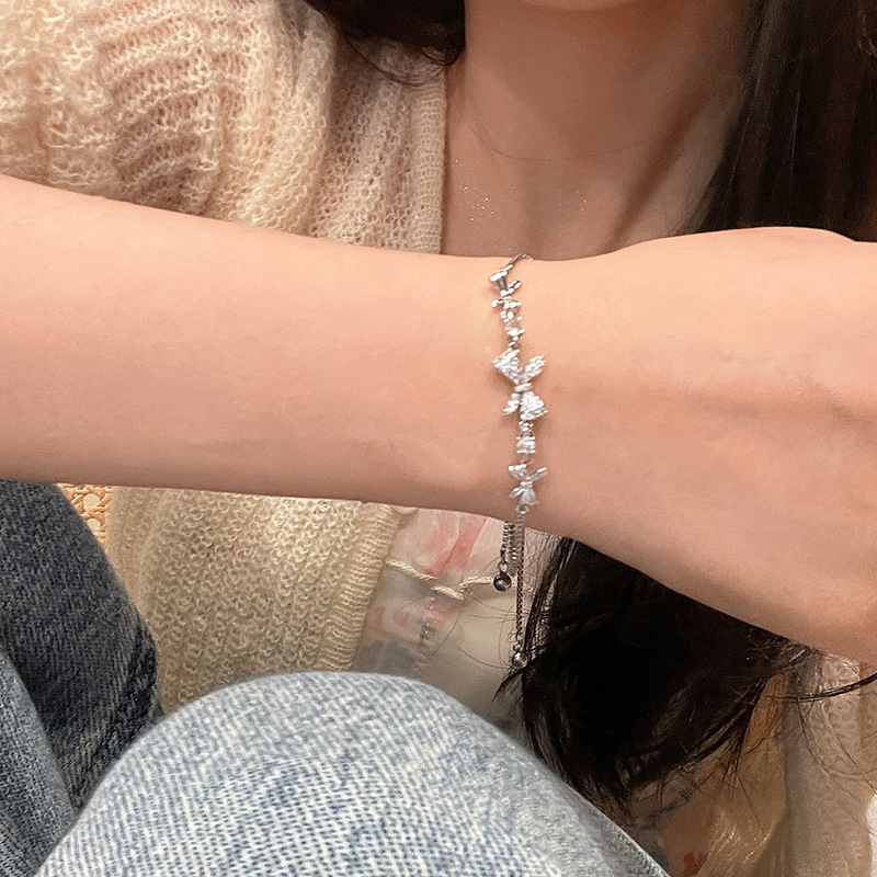 Vòng Tay Kéo Nơ Zircon Sang Trọng Nhẹ Nhàng Cho Bé Gái Thiết Kế Thích Hợp Mùa Hè Trang Sức Tay Mẫu Mới Năm 2023