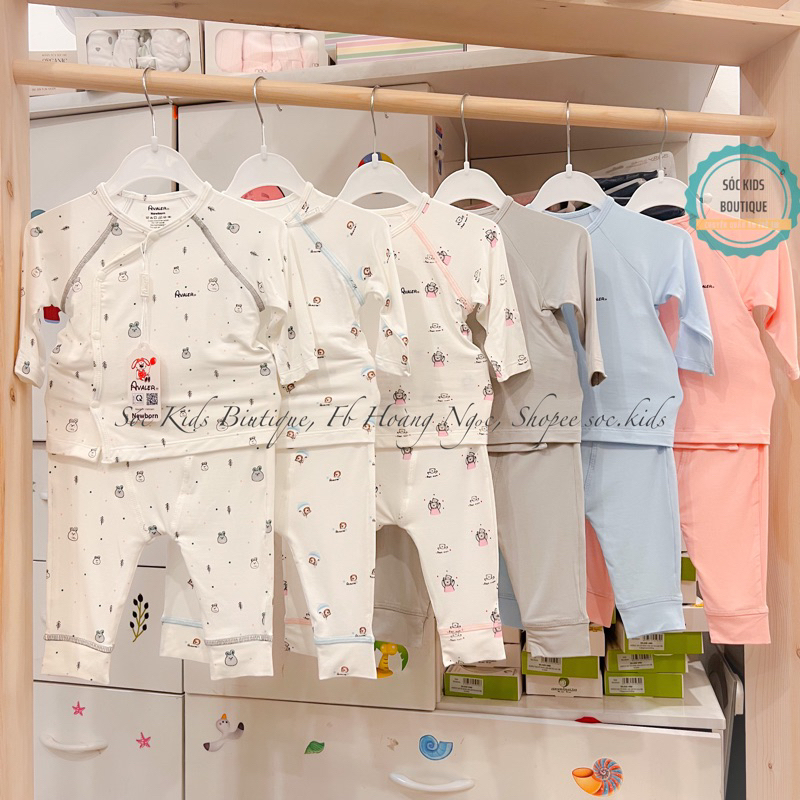 Avaler Bộ quần áo dài tay cho bé sơ sinh 3-7kg sợi tre chính hãng mẫu mới