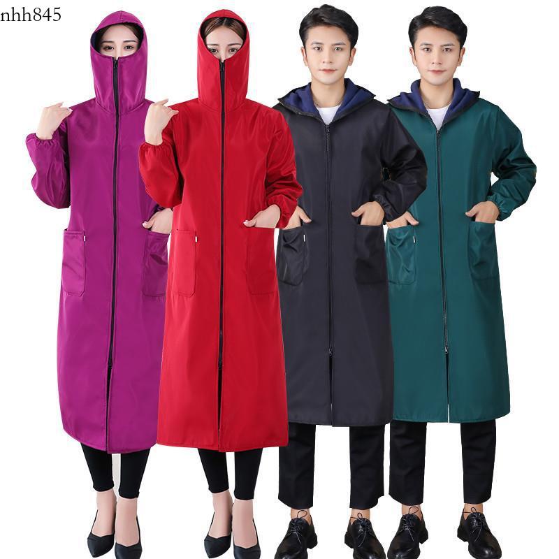 apron Covercoat for women added velvet, thickened elongated extra length to keep warm. Adult men long sleeves, waterproof and oil resistant. Household coat with a span nhh845-CB