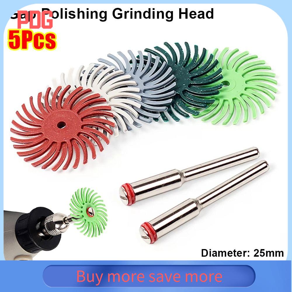 PDG 5Pcs 25mm xuyên tâm Đầu mài đánh bóng khe hở Chi tiết khe hở Bàn chải mài mòn Đĩa lông Thân 2.35/3mm Bánh xe đánh bóng dành cho phụ kiện dụng cụ quay