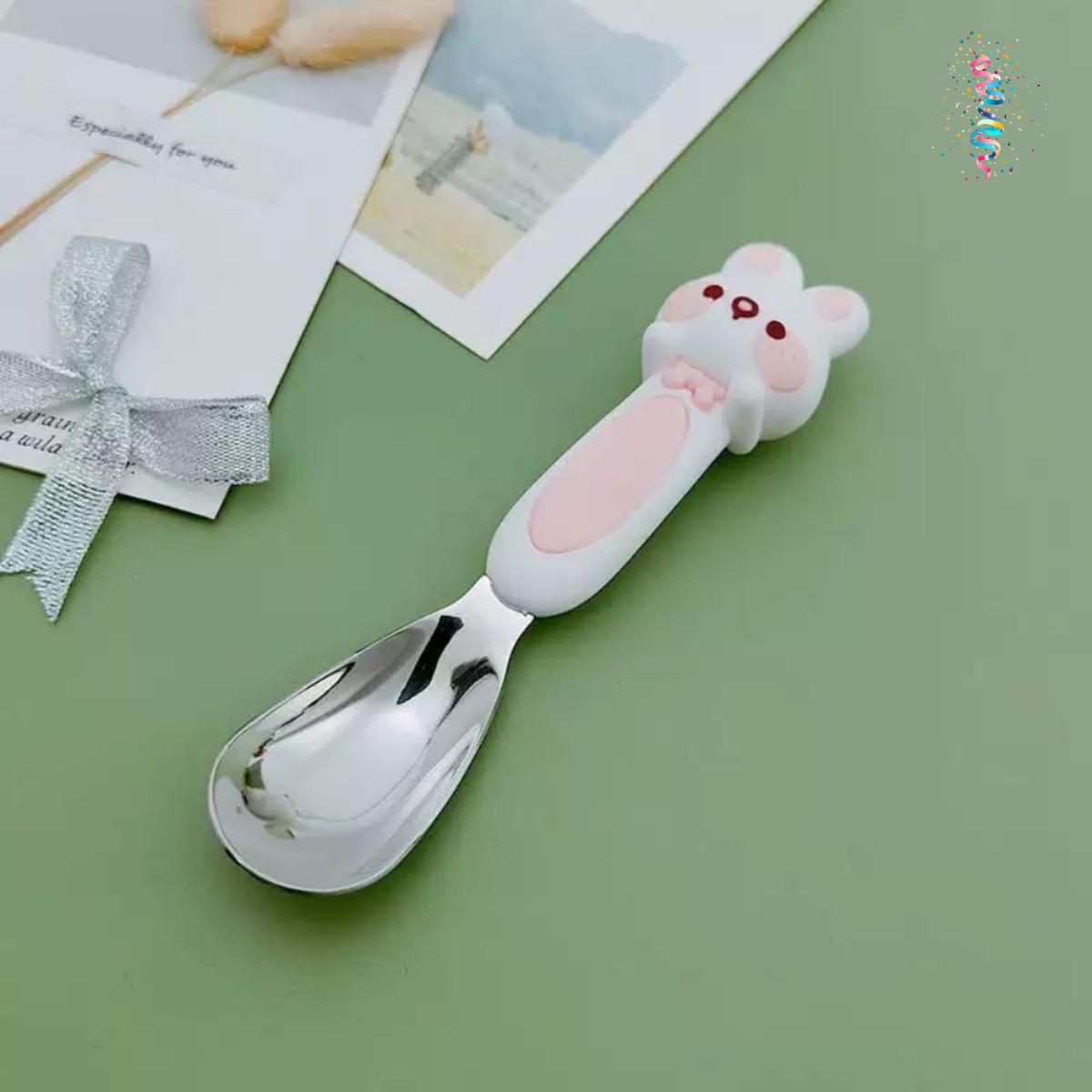 Peralatan Makan Bayi Stainless Steel dengan Gambar Kartun - Sendok dan Garpu Anak Makanan Sehat Peralatan Makan Lucu untuk Bayi Set Peralatan Makan Anak Sendok Kartun Peralatan Makan yang Aman dan Tahan Lama untuk Anak. haOJE