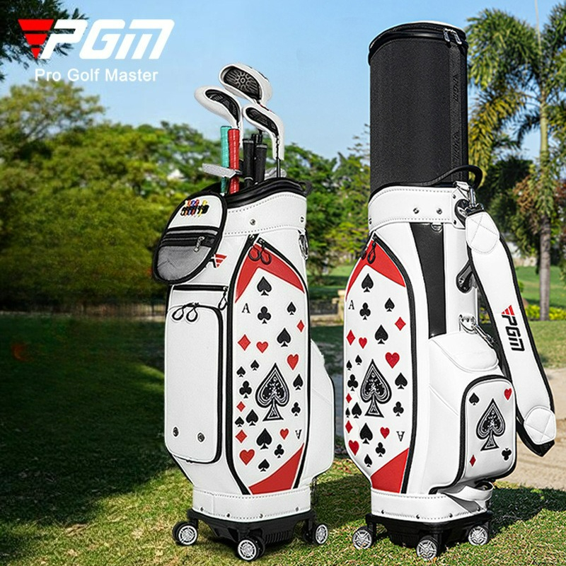 PGM Golf bag Men's Embroidered Adjustable Baseball Cap and Golf Bag Omni-directional Aircraft Four-Wheel Push Ball Bag QB193 ราคา 15,827 บาท*ส่งฟรี