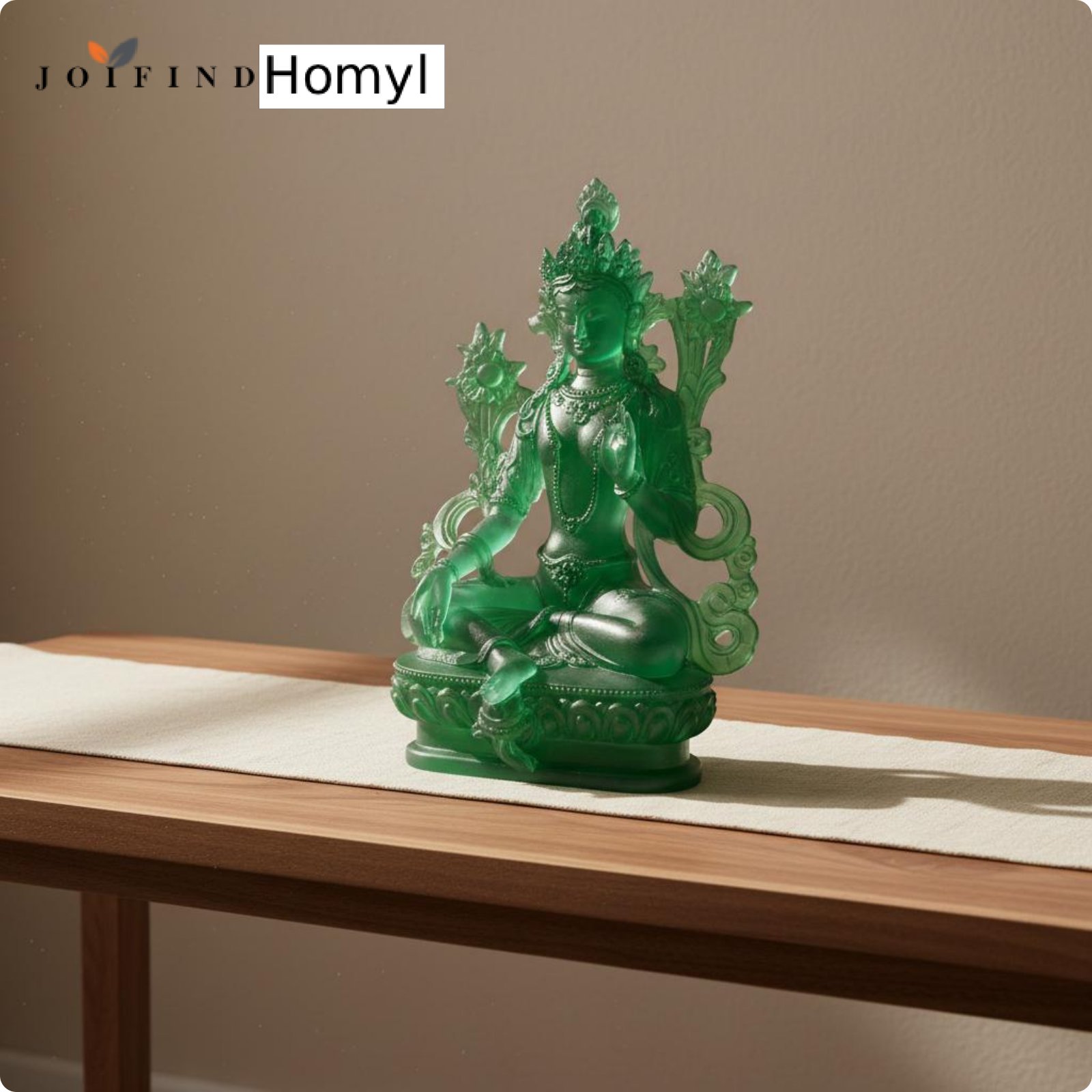 Homyl Detailed Craftsmanship Green Tara Statue Collectible Green Tara Figurine Resin Deity Sculpture for Buddhists, Meditators, Home Altar, Meditation Room, Office Desk ราคา 308 บาท*ส่งฟรี