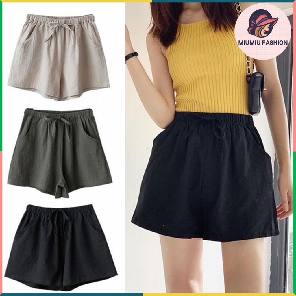 COD Quần short nữ ống rộng vải đũi cao cấp MIUMIU FASHION  quần đùi nữ đẹp chất đũi DSAZ
