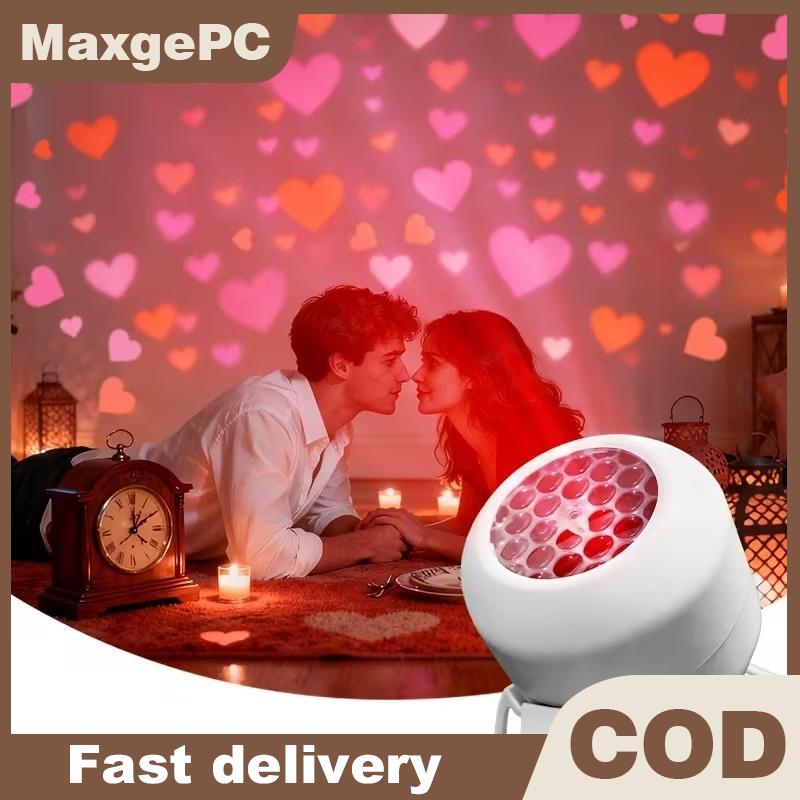 MaxgePC Đèn ngủ chiếu hình trái tim tình yêu lãng mạn động lực di động nguồn USB trang trí phòng ngủ tiệc tùng