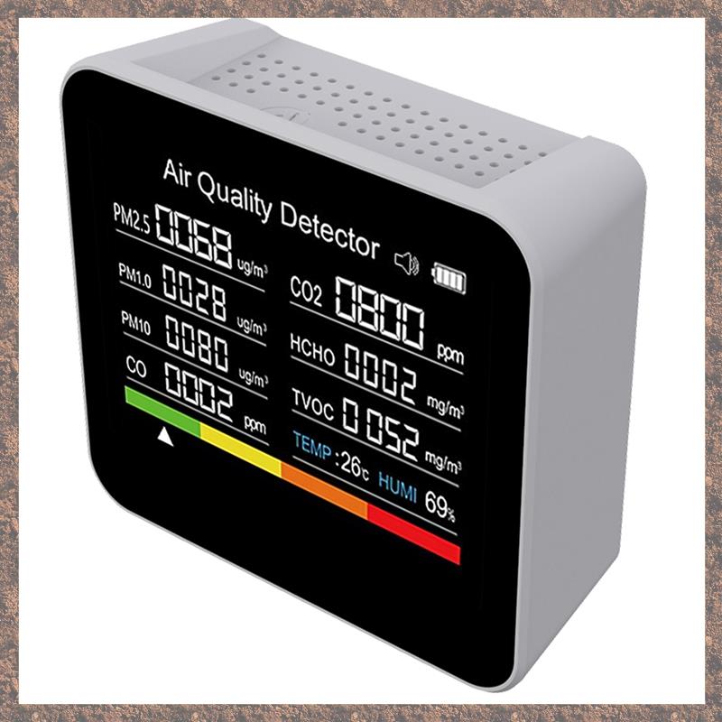 (OGZS) 1 Pieces 9 in 1 Air Quality Monitor Meter Carbon Dioxide Detector TVOC HCHO PM2.5 PM1.0 PM10 Temperature Humidity Detection