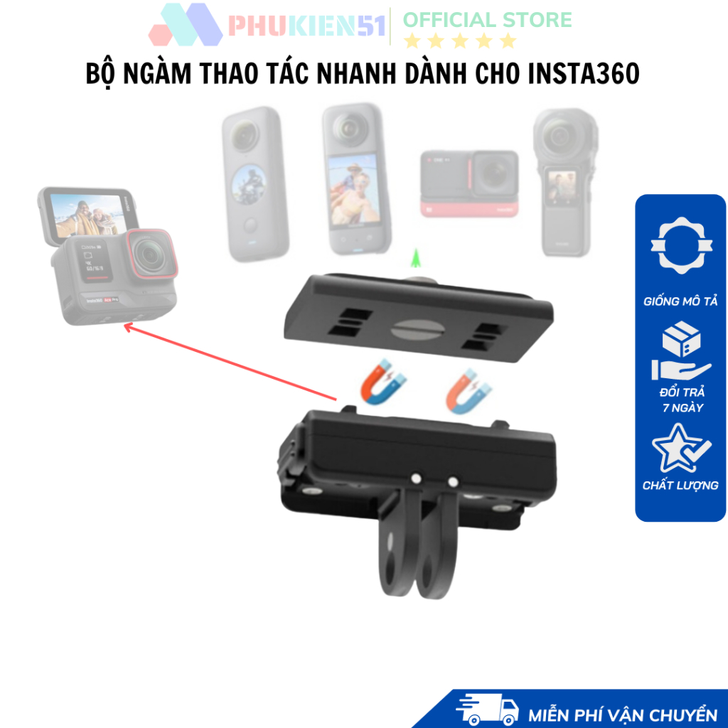 Bộ ngàm thao tác nhanh cho insta360 one x2 x3 ace pro one rs- hít nam châm thao tác nhanh - oem