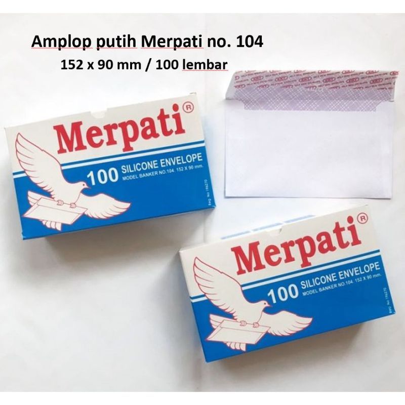 [MERPATI] Amplop UNDANGAN Putih 104 - Ukuran 9 cm x 15.2 cm (+ Perekat) - isi 100 Amplop